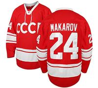 Vladislav Tretiak #20 Sergei Makarov #24 CCCP 1980 URSS CCCP Russian Hockey Jersey Rojo - rojo - Large