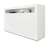 Vladon Cajonera Valencia, Cómoda con 3 Puertas y 1 Compartimento Abierto, Blanco Mate/Blanco de Alto Brillo Armonía Estructura 3D/Blanco de Alto Brillo (155 x 92 x 40 cm)
