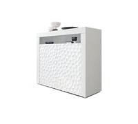 Vladon Cómoda Valencia, Cajonera con 2 Puertas y 1 Compartimento Abierto, Blanco Mate/Blanco de Alto Brillo Calypso Estructura 3D/Blanco de Alto Brillo (108 x 92 x 40 cm)