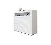 Vladon Cómoda Valencia, Cajonera con 2 Puertas y 1 Compartimento Abierto, Blanco Mate/Blanco de Alto Brillo Armonía Estructura 3D/Blanco de Alto Brillo (108 x 92 x 40 cm)