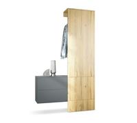 Vladon Mueble recibidor Carlton Set 2, Mueble de Entrada Compuesto por 1 Perchero, 1 Armario de cajones, Antracita Mate/Roble Natural (105 x 193 x 35 cm)