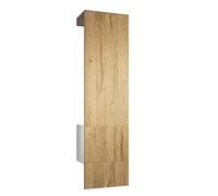 Vladon Mueble recibidor Carlton Set 5, Mueble de Entrada Compuesto por 1 Perchero con Puerta integrada y 1 Barra, Blanco Mate/Roble Natural (52 x 193 x 35 cm)