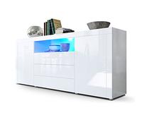 Vladon Sideboard Santiago, Blanco de Alto Brillo/Blanco de Alto Brillo - Modern Chest of Drawers for Your Living Area - (WxHxD) 167 x 72 x 35 cm