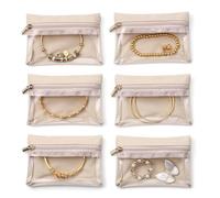 Vlando Bolsa de terciopelo para joyas con cremallera, organizador de joyas de viaje de 6 piezas para viajes de negocios