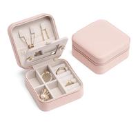 Vlando Caja Joyero para Mujer, Portátil Caja de Joyas de PU Cuero, Organizador Joyas, Caja de Joyas Pequeña para Anillos, Aretes, Pendientes