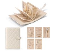 Vlando - Cartera joyero de viaje, regalo para profesoras, organizador con anillas, bolsillos de terciopelo, cremallera transparente, para anillos, collares y pendientes, blanco crema