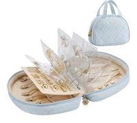 Vlando Estuche organizador de viaje para joyas, carpeta de anillos de almacenamiento de joyas con bolsas de joyería, bolsa transparente con cremallera para collares, aretes, anillos, pulseras, color