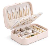 Vlando - Joyero de viaje, diseño de caja de joyas con estilo, organizador de joyas para pendientes, caja de joyería de viaje, ideal para mujeres y niñas
