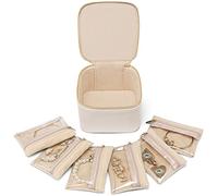 Vlando Joyero de viaje, esencial de viaje, organizador de joyas, almacenamiento de joyas con 6 bolsas de terciopelo para joyas, estuche para collares, anillos, regalos para mujer