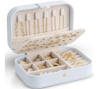 Vlando Joyero de viaje, joyero para mujer, almacenamiento de joyas con estilo, organizador de joyas pequeño para pendientes, estuche de viaje, idea de regalo para mujeres y niñas
