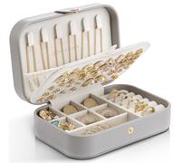 Vlando Joyero de viaje, joyero pequeño, almacenamiento de joyas con estilo, organizador de joyas para pendientes, estuche de viaje, idea de regalo para mujeres y niñas