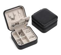 Vlando Joyero de Viaje, Joyero Pequeño, Mini Estuche de Viaje para Joyas, con Espejo, Almacenamiento de Joyas, para Pendientes, Anillos, Cadenas, Relojes, Idea de Regalo para Mujeres, Hombres