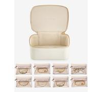 Vlando Joyero de viaje, moderno joyero con 8 bolsas de joyas, organizador de joyas de viaje de piel, bolsa de terciopelo transparente, estuche para joyas para mujeres, niñas, regalo, color blanco