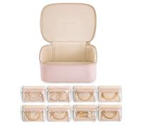 Vlando Joyero de viaje, organizador de joyas con 8 bolsas de joyería, caja de joyería de piel sintética para collar, anillo, pulsera, reloj, regalos para mujeres, rosa-M