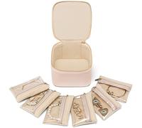 Vlando Joyero de viaje pequeño, almacenamiento de joyas de viaje, caja de joyas de cuero, organizador de joyas para mujer, niñas (rosa)