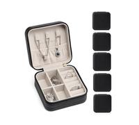 Vlando Joyero de viaje, pequeño organizador de viaje para niñas y mujeres, color negro, paquete de 6