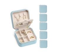 Vlando Joyero de viaje, pequeño organizador de viaje para niñas y mujeres, espejo azul, paquete de 6