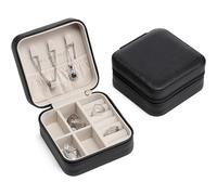 VLANDO Joyero para mujer, caja de joyas, pendientes, estuche de viaje de piel, para guardar pendientes, anillos, cadenas delicadas, relojes y pintalabios, color negro