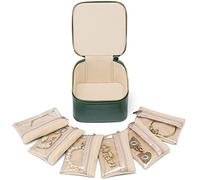 Vlando Regalos para el día de la madre, joyero de viaje con 6 bolsillos de terciopelo con cremallera, estuche de joyería de alta calidad, organizador de joyas de viaje, regalos de graduación (verde)