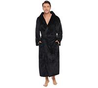 Vlazom Albornoz de Hombre de Pana Goffrada, Cuello Chal y Bordado Contraste, Suave Ligero, Estilo Kimono para Spa y Relax S-3XL
