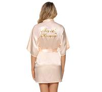 Vlazom Bata Novia Boda de Saten, Batas Dama de Honor con Cinturón,Kimono Mujer de Seda Suave y Sexy,S,Champn(Jefe de dama de honor)