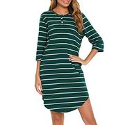 Vlazom Camisones de Mujer Algodon Camisón Mujer Verano Manga 3/4 Camisola Mujer Dormir con Bolsillos S-XXL