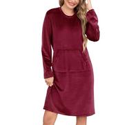 Vlazom Camisones de Mujer Forro Polar de Manga Larga Camisón Cálido para Dormir Frío S-XXL