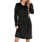 Vlazom Camisones de Mujer Forro Polar de Manga Larga Camisón Cálido para Dormir Frío S-XXL