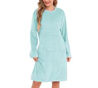 Vlazom Camisones de Mujer Forro Polar de Manga Larga Camisón Cálido para Dormir Frío S-XXL