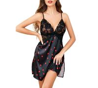 Vlazom Conjunto Lencería Mujer Semi Transparente Verano Sin Mangas Conjunto Pijama Sexy Babydoll Encaje Floral+Bragas(L,Negro)
