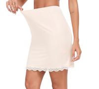 Vlazom Enaguas para Vestidos Minifalda, Falda Interior Corta para Mujer, Largo hasta la Rodilla (XXL,Beige)