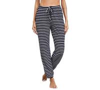 Vlazom Pantalones de chándal para mujer Pantalones de pijama con bolsillos Pantalones a rayas para dormir Cintura con cordón Pantalones de yoga(XXL,Azul marino)