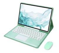 VLEAQC Funda con Teclado para Galaxy Tab S10FE+ 13,1″ 2025, Teclado Bluetooth Desmontable con Touchpad, Ratón Inalámbrico, Funda Protectora Slim, Compatible con SM-X620/X626B,Verde