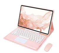 VLEAQC Funda con Teclado para Galaxy Tab S10FE+ 13,1″ 2025, Teclado Bluetooth Desmontable con Touchpad, Ratón Inalámbrico, Funda Protectora Slim, Compatible con SM-X620/X626B,Rosado