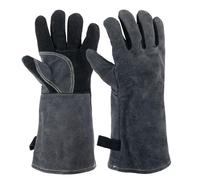 Vlecexs 1 Par Guantes Barbacoa, 40CM Guantes de Barbacoa de Cuero, Guantes para Horno Resistentes para Cocina Parrilla Chimenea Soldar Microondas