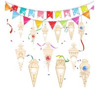 Vlecexs 12 Piezas Bricolaje Ice Cream Bolsas Azúcar Maderacon Niños 1.5-12 Años Decoración Navidad Fiesta Cumpleaños Habitaciones Infantiles Jardines Infancia Educación Familiar