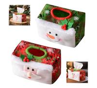 Vlecexs 2 Juegos Toallas Navideñas Santa Claus Muñeco Nieve Cubierta Papel Seda Navideña Caja Pañuelos Decoración Escritorio Sala Estar Fiesta Sala Negocios Decoración Fiestas Rojo Verde