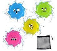 Vlecexs 4 Agua Discos Juguetes Frisbee Disco Volador Lanzadores Agua Aspersores Silicona Frisbee Bolsas Almacenamiento Mascotas Familiares Niños Acuático Splash Disc Playa Jardín Piscina
