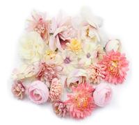 Vlecexs 42 Piezas Cabezas de Flores Artificiales, Abezas de Flor Falsas, 4-8cm Artificial Flowers Decoracion, Flores de Tela para Navidad DIY Manualidades de Boda Corona Pared Fiesta Hogar Decoración