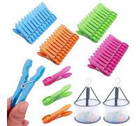 Vlecexs 48 Piezas Pinzas para la Ropa Incluye 2 Cesta Pinzas Ropa Que No Dejan Marca, Clips de Plástico Antideslizantes para Calcetines, Toallas, Ropa