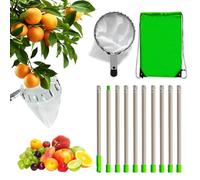 Vlecexs 4m Recoge Frutas Telescopico, Recogedor de Frutas Acero Inoxidable Ligero y Bolsa de Tela, Recogedor Recolector de Frutas para Manzanas Naranjas Cerezas Ciruelas Mango Cítricos Fruit Picker