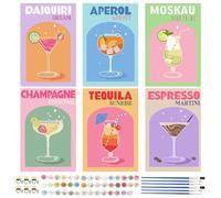 Vlecexs 6 Piezas Pintar por Numeros Adultos, Paint by Numbers, DIY Pintura por Números Kit con 6 Pinceles y Pinturas Acrílicas, Regalo para Navidad del Hogar Decoración, Sin Marco, 20x30cm