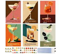 Vlecexs 6 Piezas Pintar por Numeros Adultos, Paint by Numbers, DIY Pintura por Números Kit con 6 Pinceles y Pinturas Acrílicas, Regalo para Navidad del Hogar Decoración, Sin Marco, 20x30cm