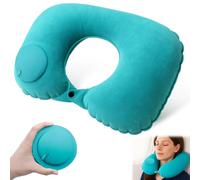 Vlecexs Almohada de Viaje Hinchable, Almohada Inflable del Viaje, Cojin de Viaje Cuello para Avión Almohada de Cuello Portátil con Máscara de Ojos, Tapones y Bolsa para Viajes Oficina Avión Tren Coche