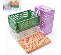 Vlecexs Caja Plegable Plastico, 4 Piezas Cajas Organizadoras Cajas de Almacenamiento de Plástico Plegables Apilables Cajas de Ahorro para Oficinas, Cocinas, Baños, Armario, Habitaciones, 25x16,5x10cm