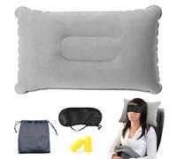 Vlecexs Cojín inflable, cojín de viaje para camping, cojín de aire, cojín de terciopelo, cómodo cojín de viaje para coche para camping y viajes, gris
