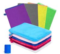 Vlecexs Manoplas de Baño, Juego de 5 Guantes para Lavarse de 15 x 21 cm, con cordón, Reutilizable Guante Terciopelo Coralino, 5 Colores (10PCS)