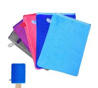 Vlecexs Manoplas de Baño, Juego de 5 Guantes para Lavarse de 15 x 21 cm, con cordón, Reutilizable Guante Terciopelo Coralino, 5 Colores (5PCS)