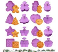 Vlecexs Moldes Galletas Navidad, 8 Piezas Cortadores de Galletas de Navidad, 3D Prensables Juego de Moldes para Galletas de Navidad, Christmas Cookie Cutter para Cookie Fondant Decoración de Pasteles