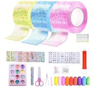 Vlecexs Nano Tape Bubbles Set,57 PCS Nano Cinta Bubble,Burbujas de Cinta Nano con Pegatinas de Lentejuelas, Juguetes DIY Craft Kit para Juguetes Infantiles Fiesta Regalos